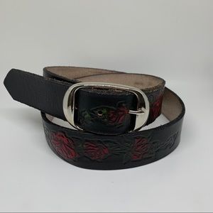 Men’s Genuine Leather Belt Size 40 Painted Roses